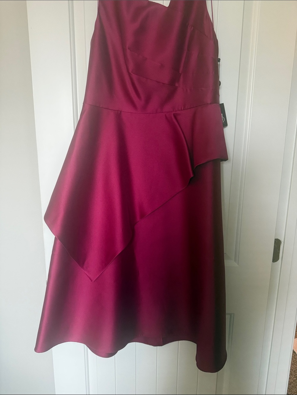 Adrianna Papell Burgundy Satin Midi Dress